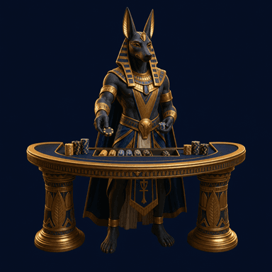 Lucky Slots Casino Anubis croupier mascot